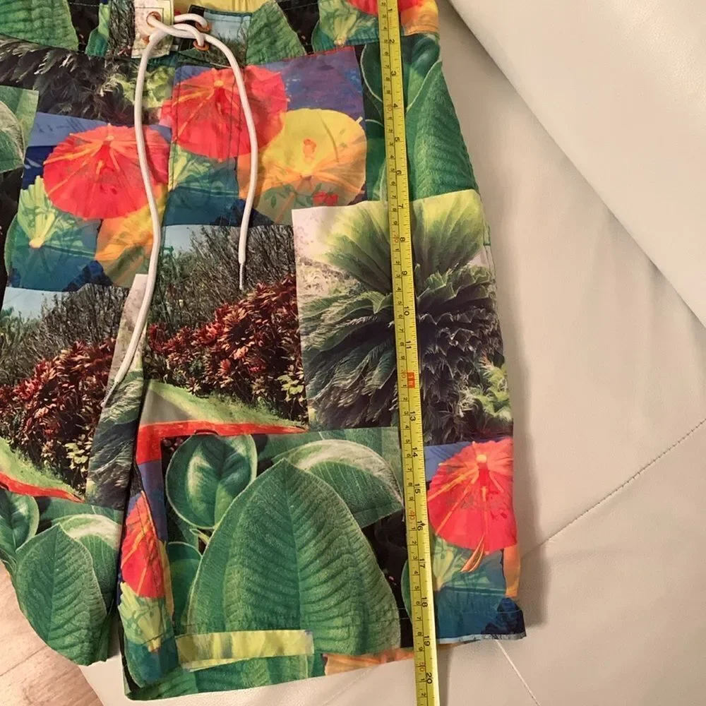 Nautica Men's Multicolor Swim Trunks Board Shorts Plants Print Size M